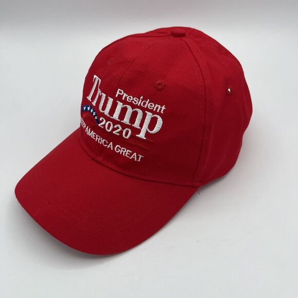President Trump 2020 Keep America Great Hat USA Flag Red Embroidered Cap Cotton - Picture 2 of 8